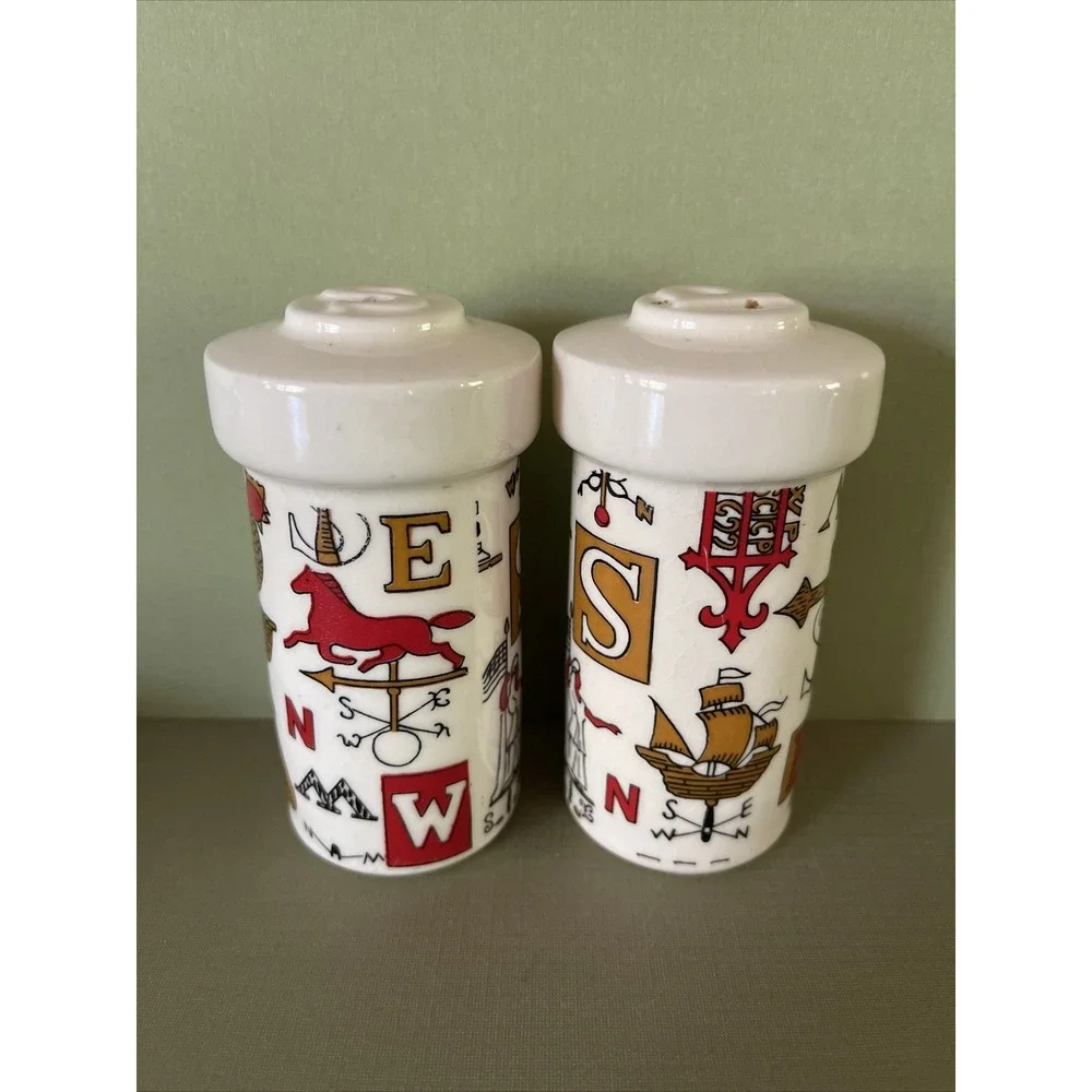 Vintage Holt Howard Salt Pepper Shakers Weathervanes Americana Farmhouse Kitchen